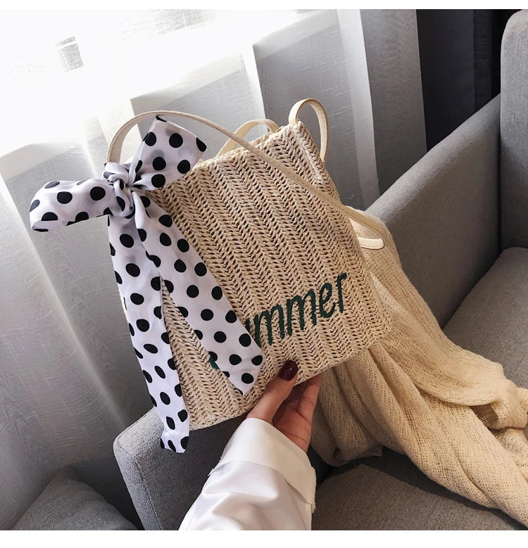 Women's Large Capacity Woven Shoulder Bag