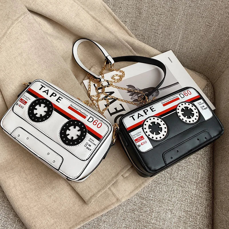 Tape Purse PU Messenger Bag with Chain Strap