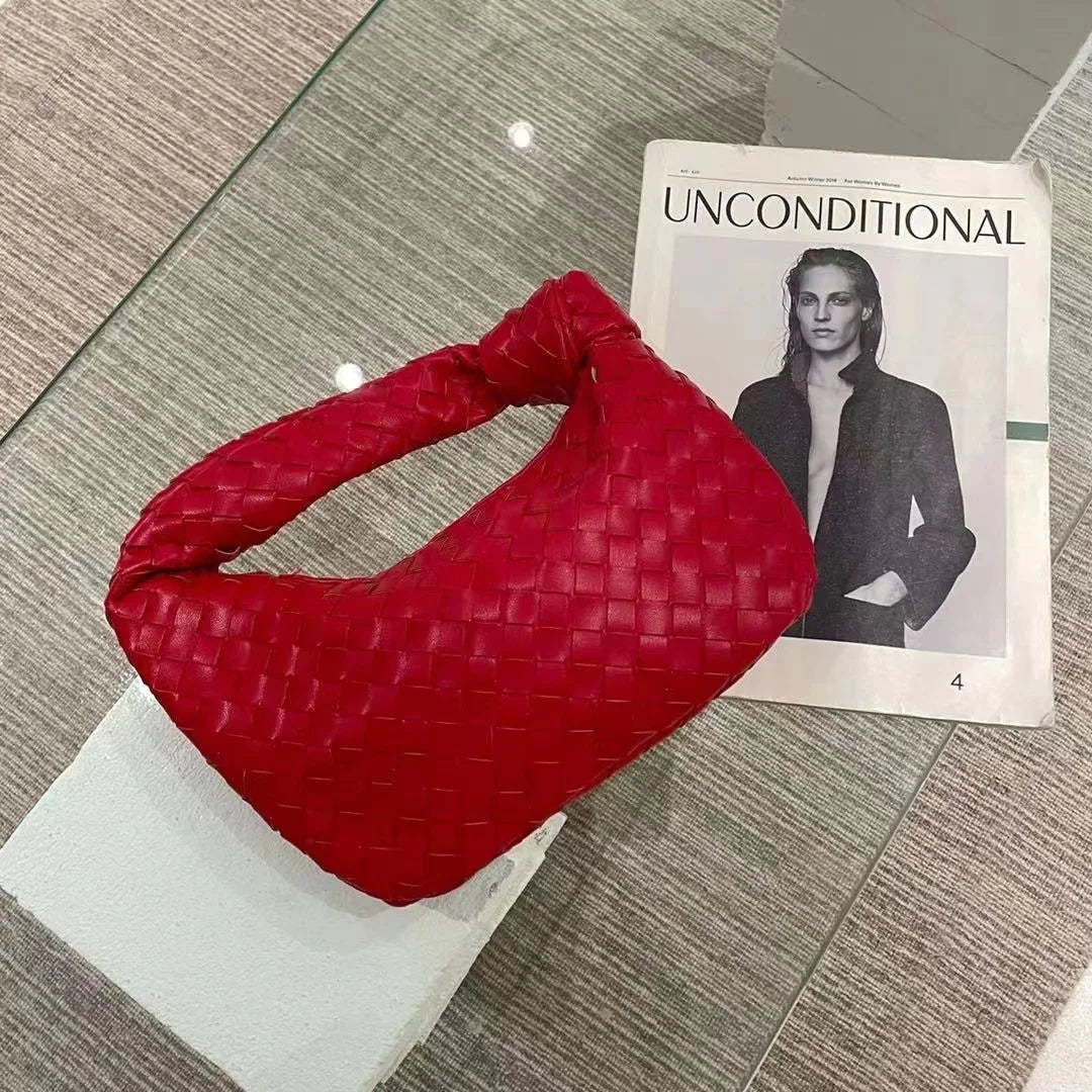 Green PU Leather Shoulder Bag with Nodular Handle