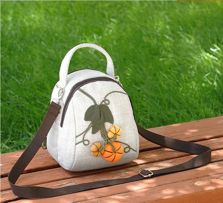 Bohemian Print Mini Handbag with Appliques - Casual Carrier