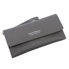 Women's Long Wallet Handbag, Solid Color Card Holder with Zipper Pocket