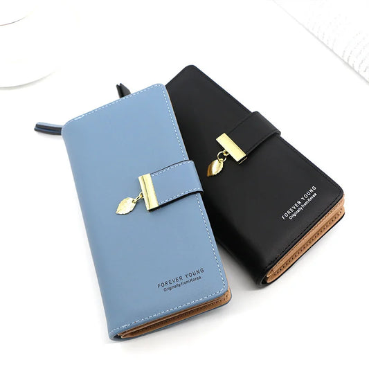 Women's Large Cash Slot Wallet with Photo Slot and Mobile Phone Bag