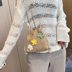 Small Fresh Straw Woven One-Shoulder Messenger Bag
