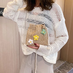 Small Fresh Straw Woven One-Shoulder Messenger Bag
