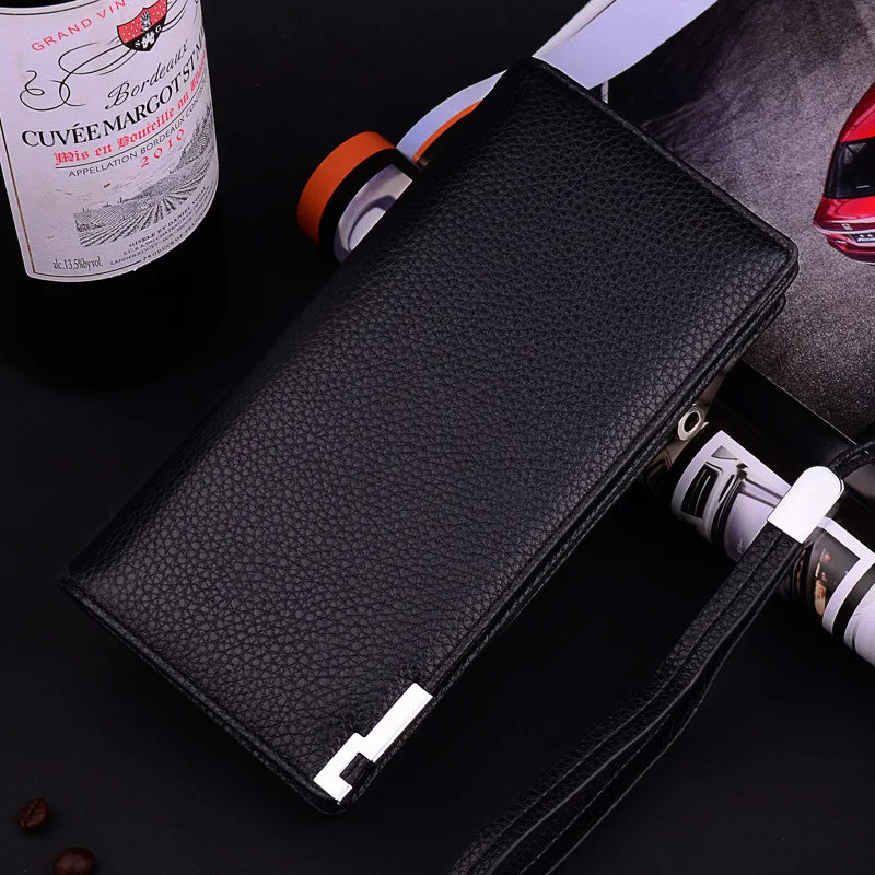 Men's Business Handbag with Long Zipper