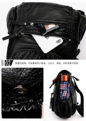 Women's PU Leather Backpack School Bag Waterproof