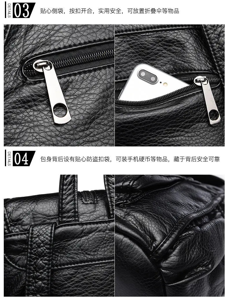Women's PU Leather Backpack School Bag Waterproof