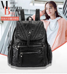 Women's PU Leather Backpack School Bag Waterproof