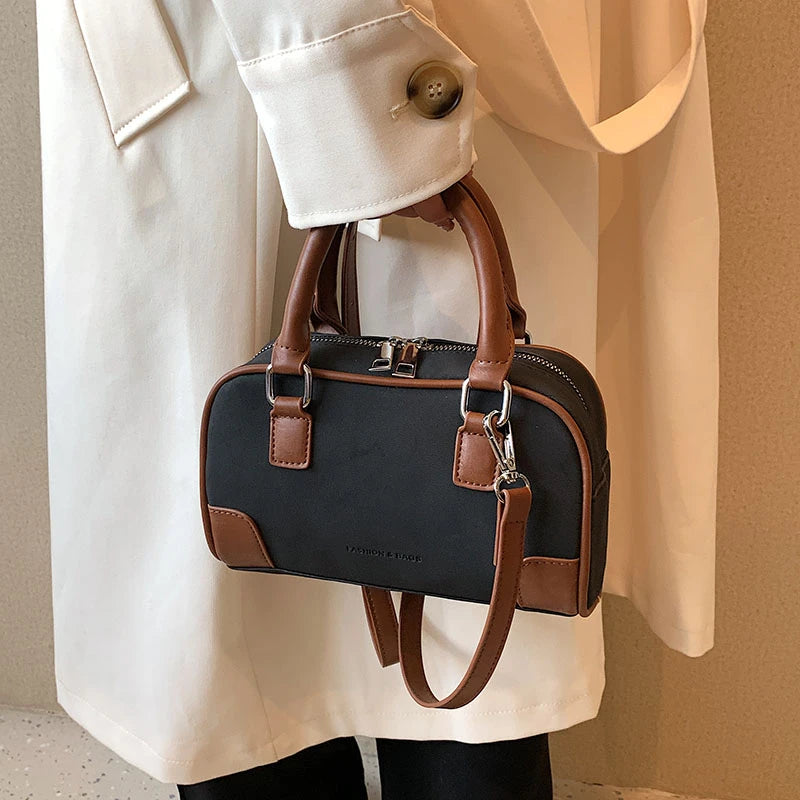 Suede Patchwork Leather Women Totes Bag Small Messenger Crossbody Shoulder Bag