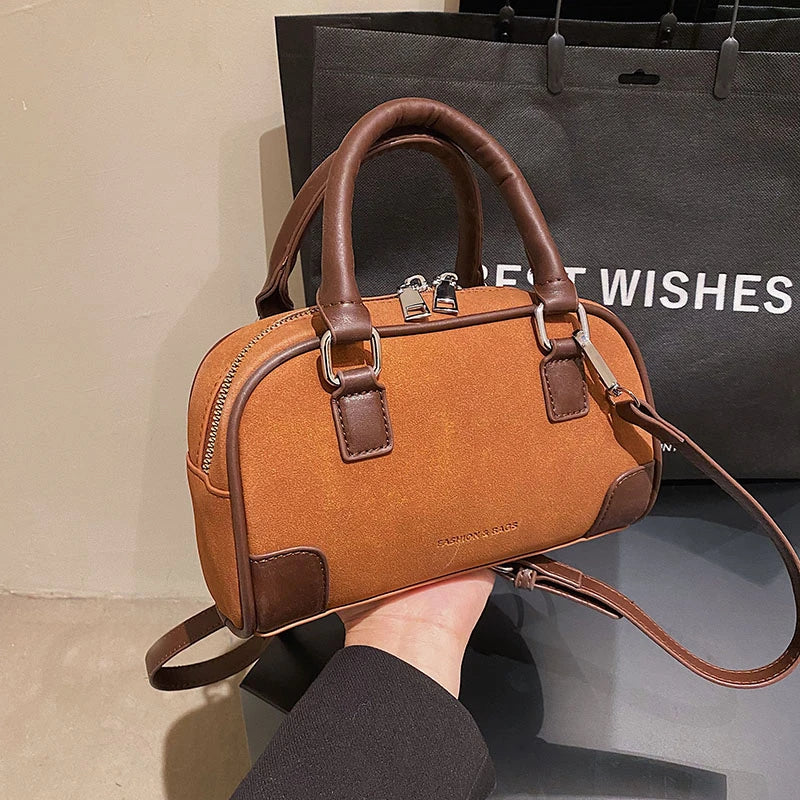 Suede Patchwork Leather Women Totes Bag Small Messenger Crossbody Shoulder Bag