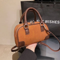 Suede Patchwork Leather Women Totes Bag Small Messenger Crossbody Shoulder Bag