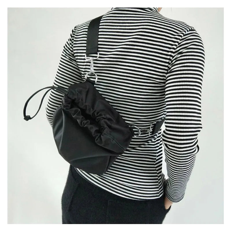 Women Shoulder Bag Nylon Waterproof Drawstring Messenger Bag 126