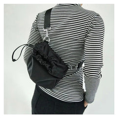 Women Shoulder Bag Nylon Waterproof Drawstring Messenger Bag 126