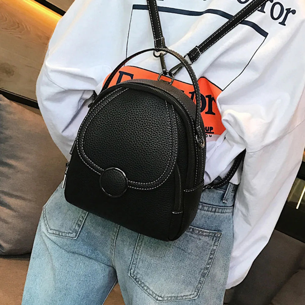 Small Leather Shoulder Bag Mini Backpack for Women Girls