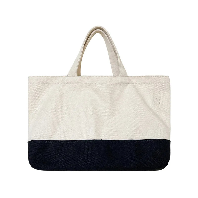 Large-Capacity Canvas Shoulder Bag with Creative Stitching
