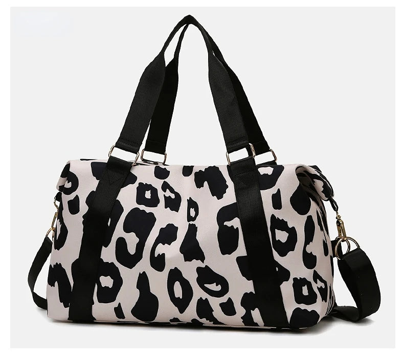 Large-Capacity Sports Shoulder Bag Cow Pattern Travel Backpack