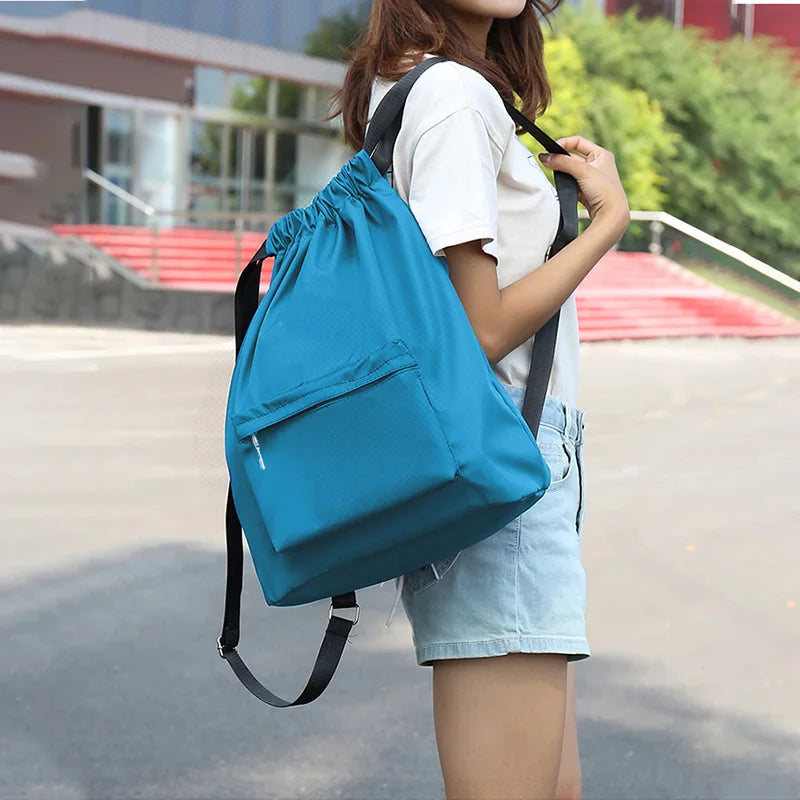 Lattice Lightweight Drawstring Backpack Waterproof Schoolbag Customization