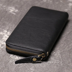 Oil Leather Long Wallet Clutch Bag Coin Purse Mobile Phone Bag