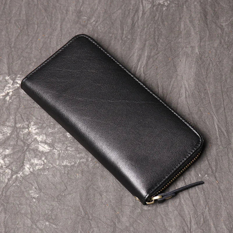 Oil Leather Long Wallet Clutch Bag Coin Purse Mobile Phone Bag