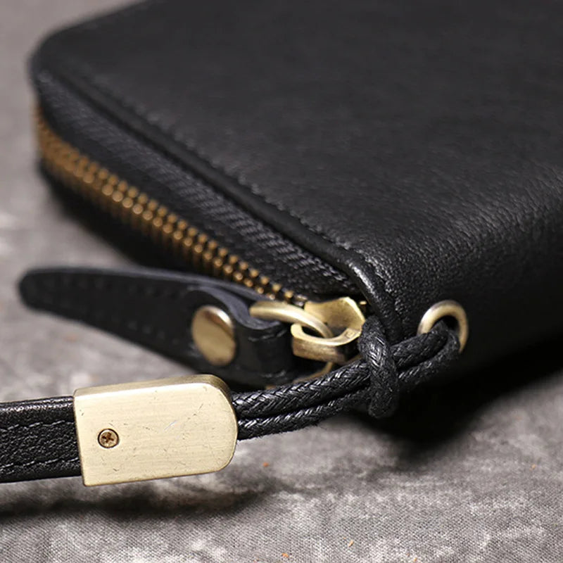 Oil Leather Long Wallet Clutch Bag Coin Purse Mobile Phone Bag