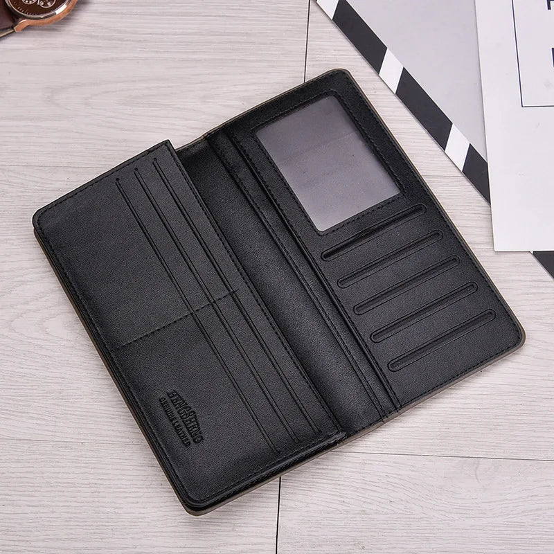 Men's Short Wallet Cross Pattern Multi-Card Large Capacity Wallet