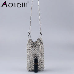 Metal Sequins DIY Phone Lipstick Messenger Bag