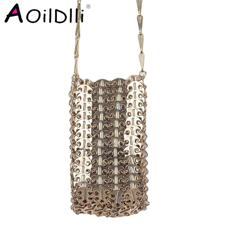 Metal Sequins DIY Phone Lipstick Messenger Bag