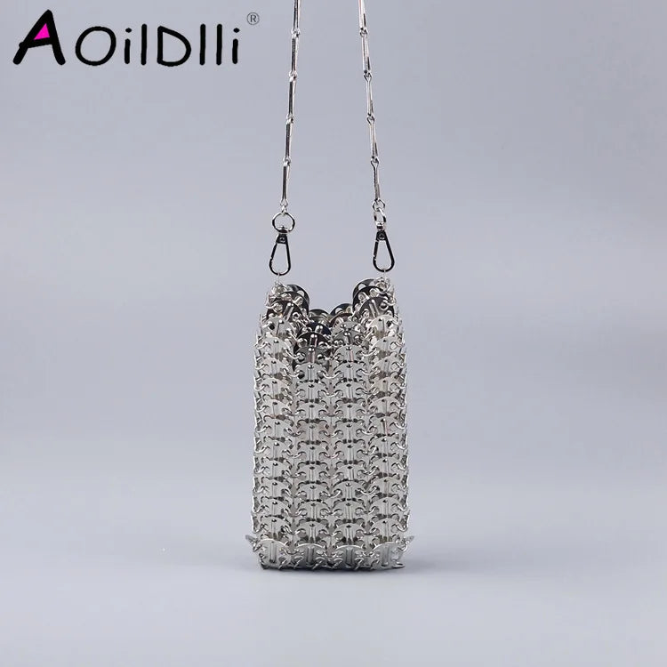 Metal Sequins DIY Phone Lipstick Messenger Bag