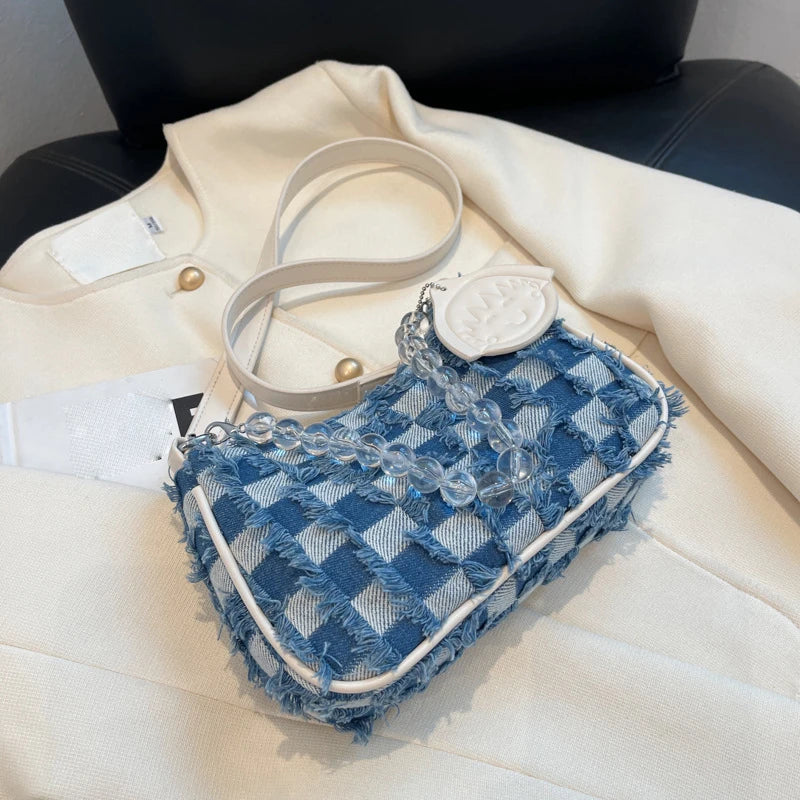 Women Denim Shoulder Bag Casual Handbag Crossbody Shoulder Bag