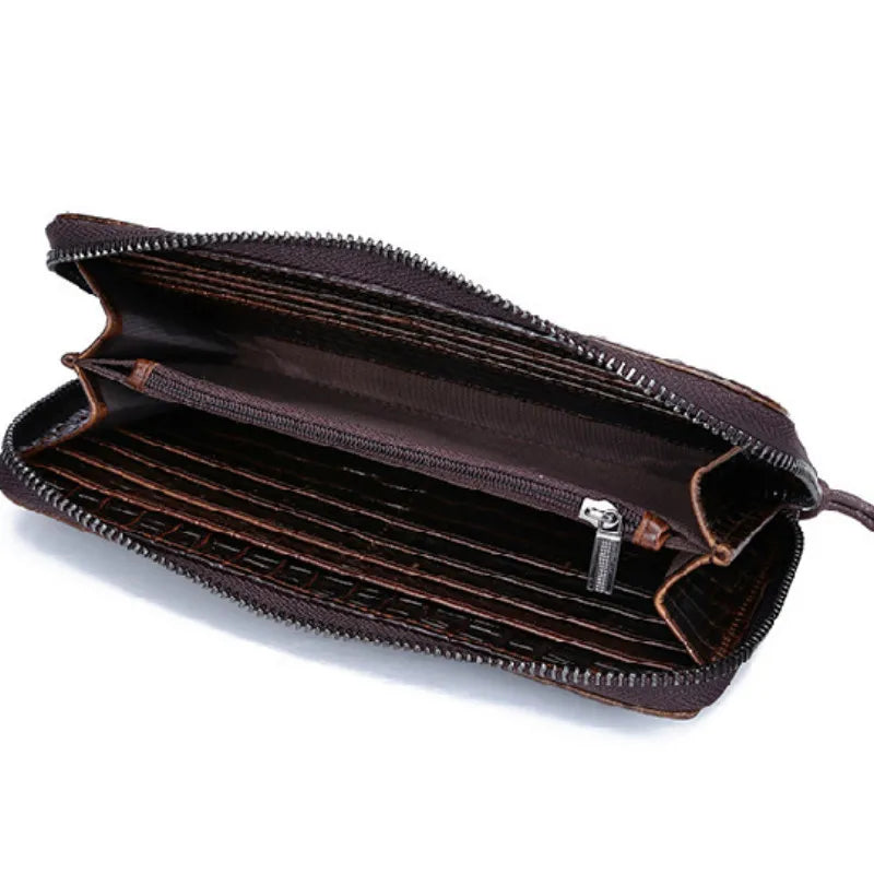 Crocodile Pattern Leather Wallet Cowhide Multi-capacity Bill Card Holder