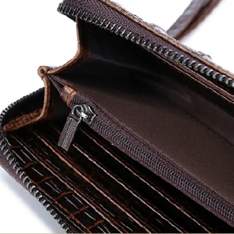 Crocodile Pattern Leather Wallet Cowhide Multi-capacity Bill Card Holder