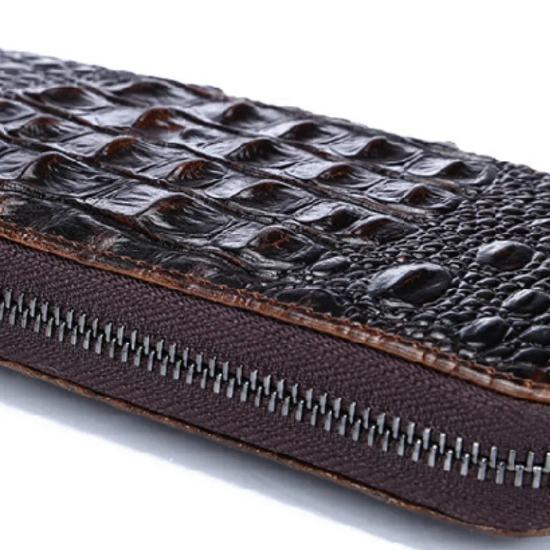 Crocodile Pattern Leather Wallet Cowhide Multi-capacity Bill Card Holder