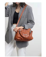 PU Leather Retro Boston Bag Light Travel Portable Large Capacity