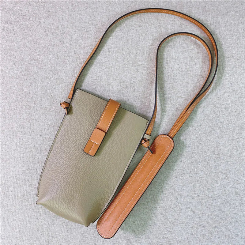 Cowhide Mini Phone Bag Lipstick Purse