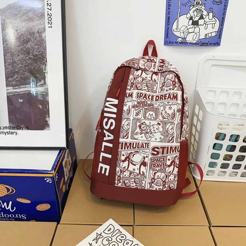 Graffiti School Backpack Large Capacity College Students Bookbag