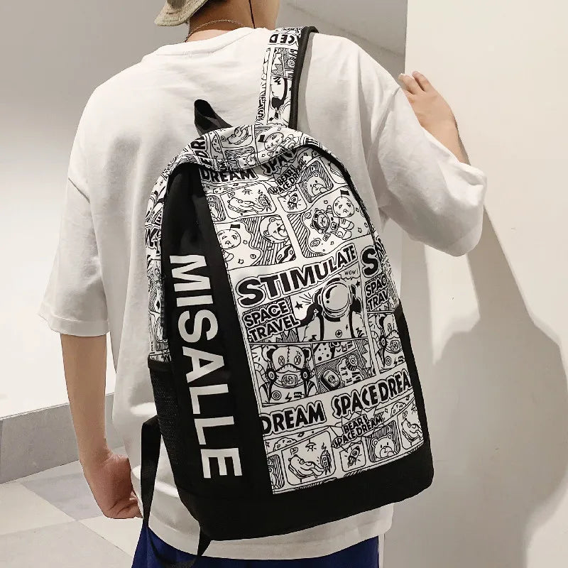 Graffiti School Backpack Large Capacity College Students Bookbag
