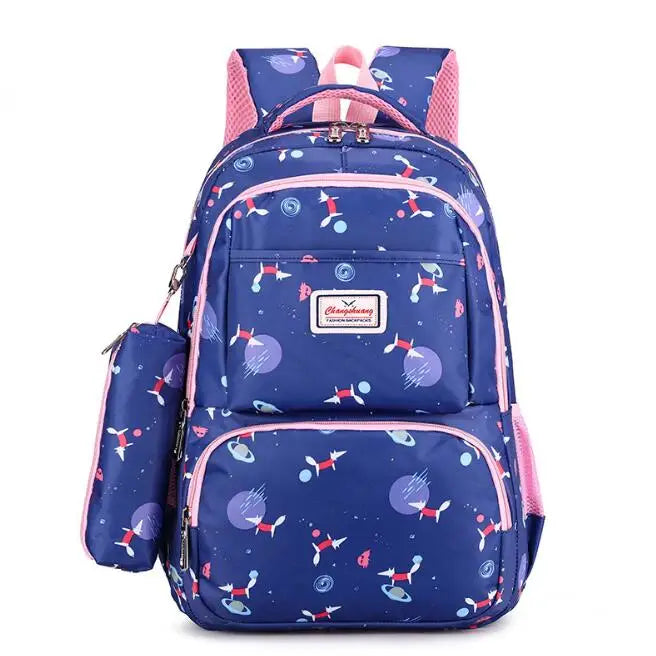 Printed Waterproof School Backpack for Kids Girls