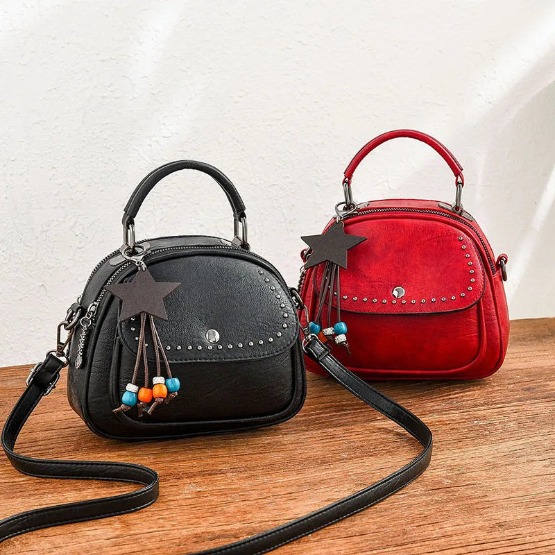 Shoulder Bag Female PU College Wind Tote Motorcycle Bag Nafei
