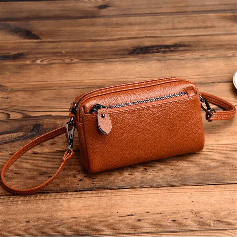 Solid Leather Small Bag Messenger Bag Female Bag Handbag