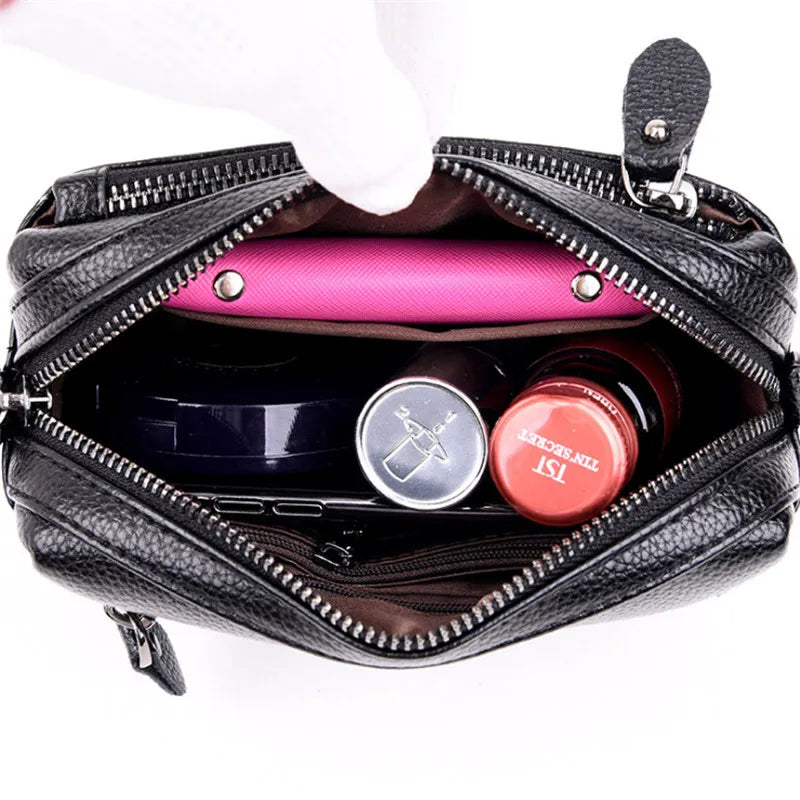 Solid Leather Small Bag Messenger Bag Female Bag Handbag