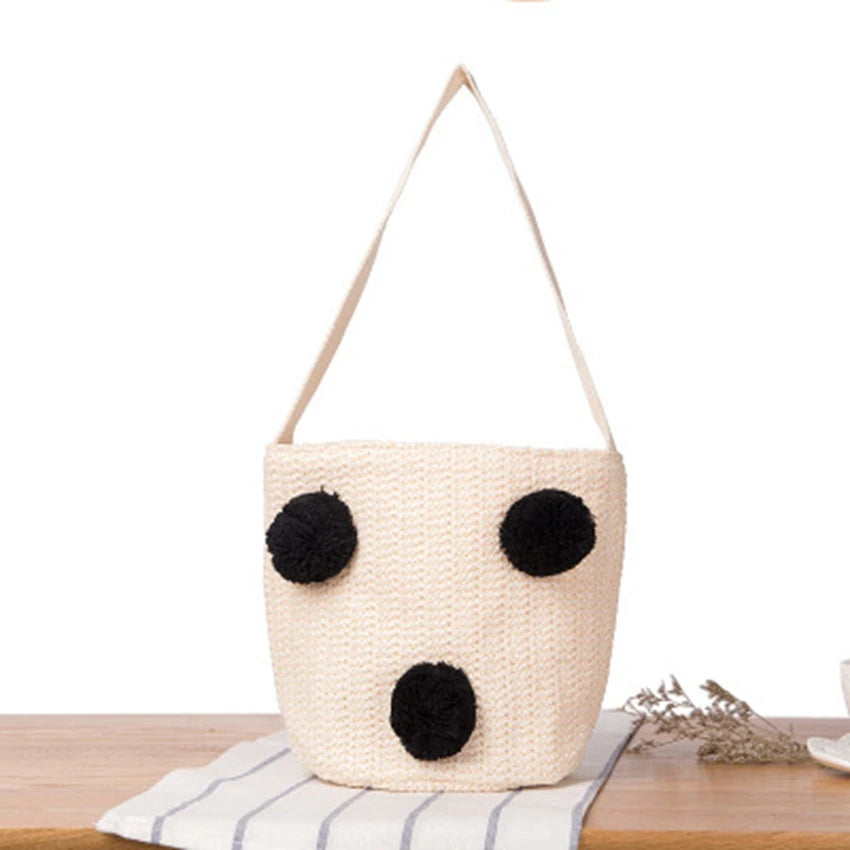 National Wind Retro Woven Bucket Handbag