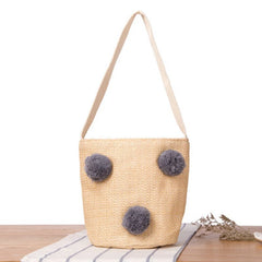 National Wind Retro Woven Bucket Handbag