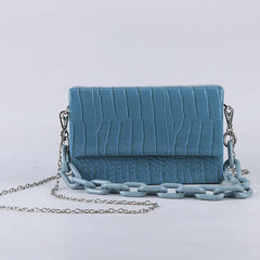 Crocodile Pu Acrylic Chain Buckle Shoulder Bag for Women