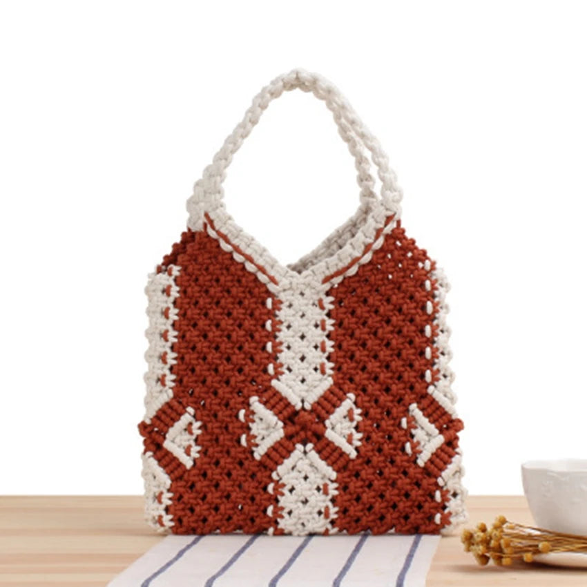 Woven Cotton Rope Handbag College Wind Net Bag
