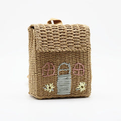 Straw Woven Double-Shoulder Bag & Backpack Combo