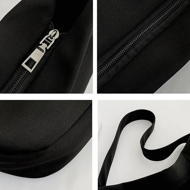 Solid Canvas Handbags Retro Casual Shoulder Bag Mini Storage Bag