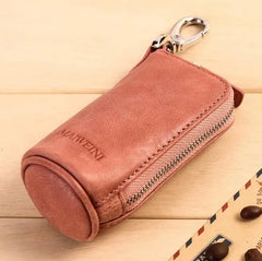 Vintage Leather Key Case with Zipper