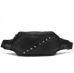 Men's Leather Belt Bag Rivet Messenger Multi-function Small Bag