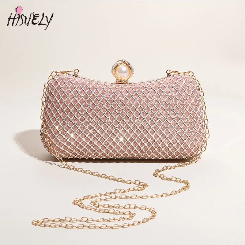Rhinestone Dinner Clutch Bag, Diamond-Studded Shoulder Messenger Bag