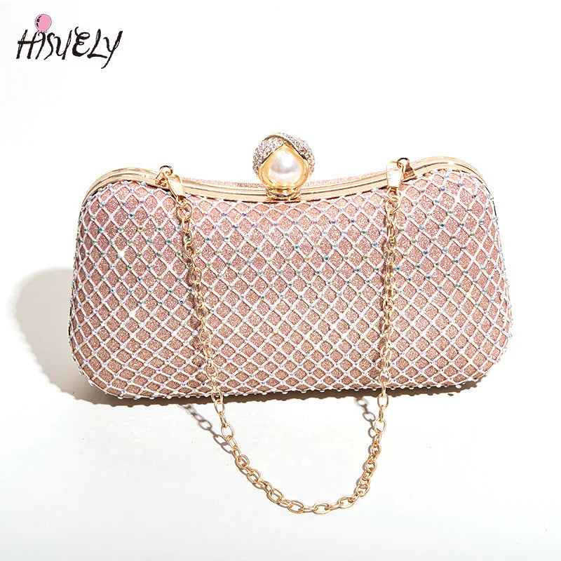 Rhinestone Dinner Clutch Bag, Diamond-Studded Shoulder Messenger Bag